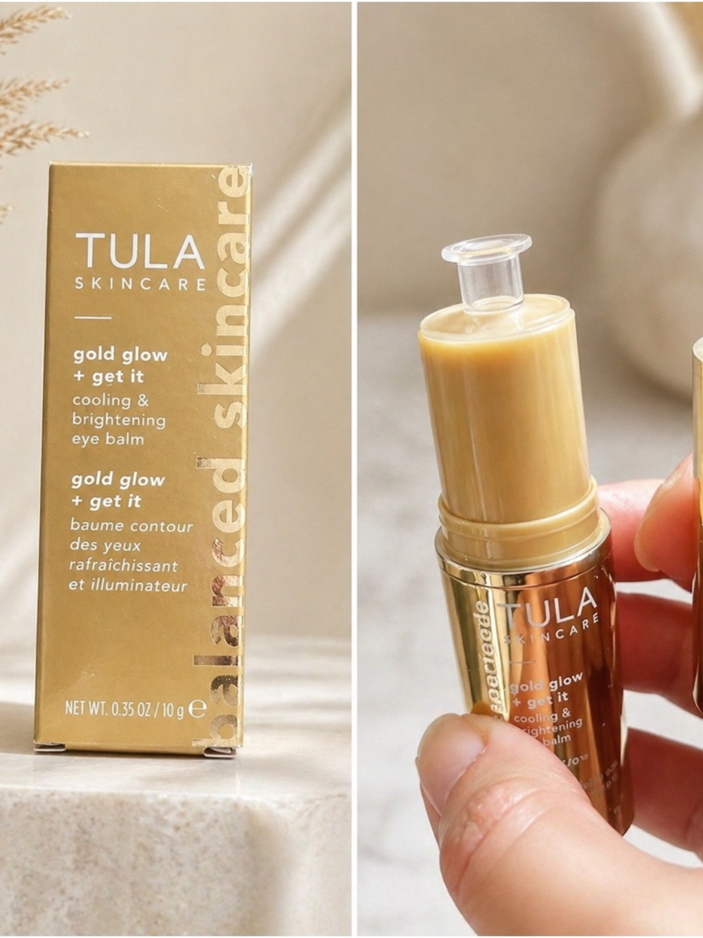 ✨ TULA Skincare – Gold Glow + Get It Cooling & Brightening Eye Balm